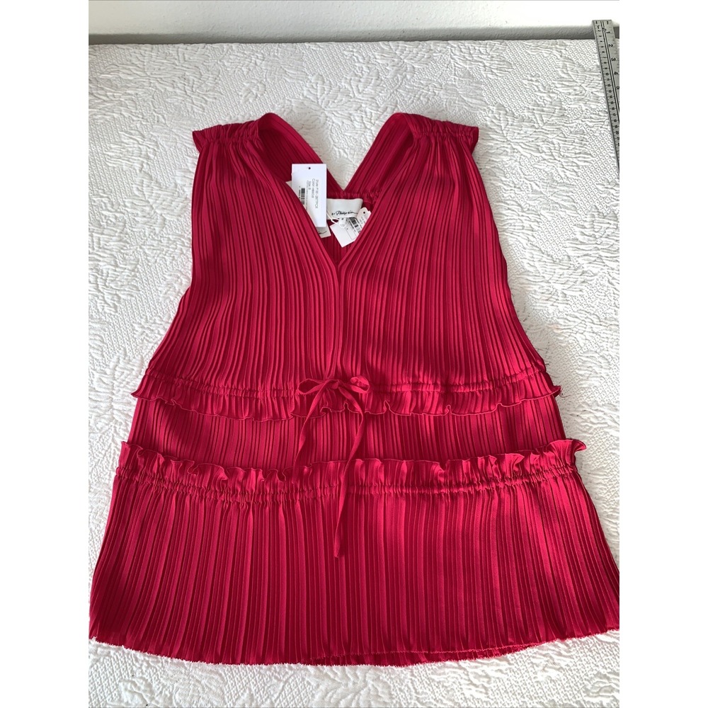 3.1‎ Phillip Lim V Neck Tank Gathered Details Neiman Marcus Ruffles Pleated Sz 8